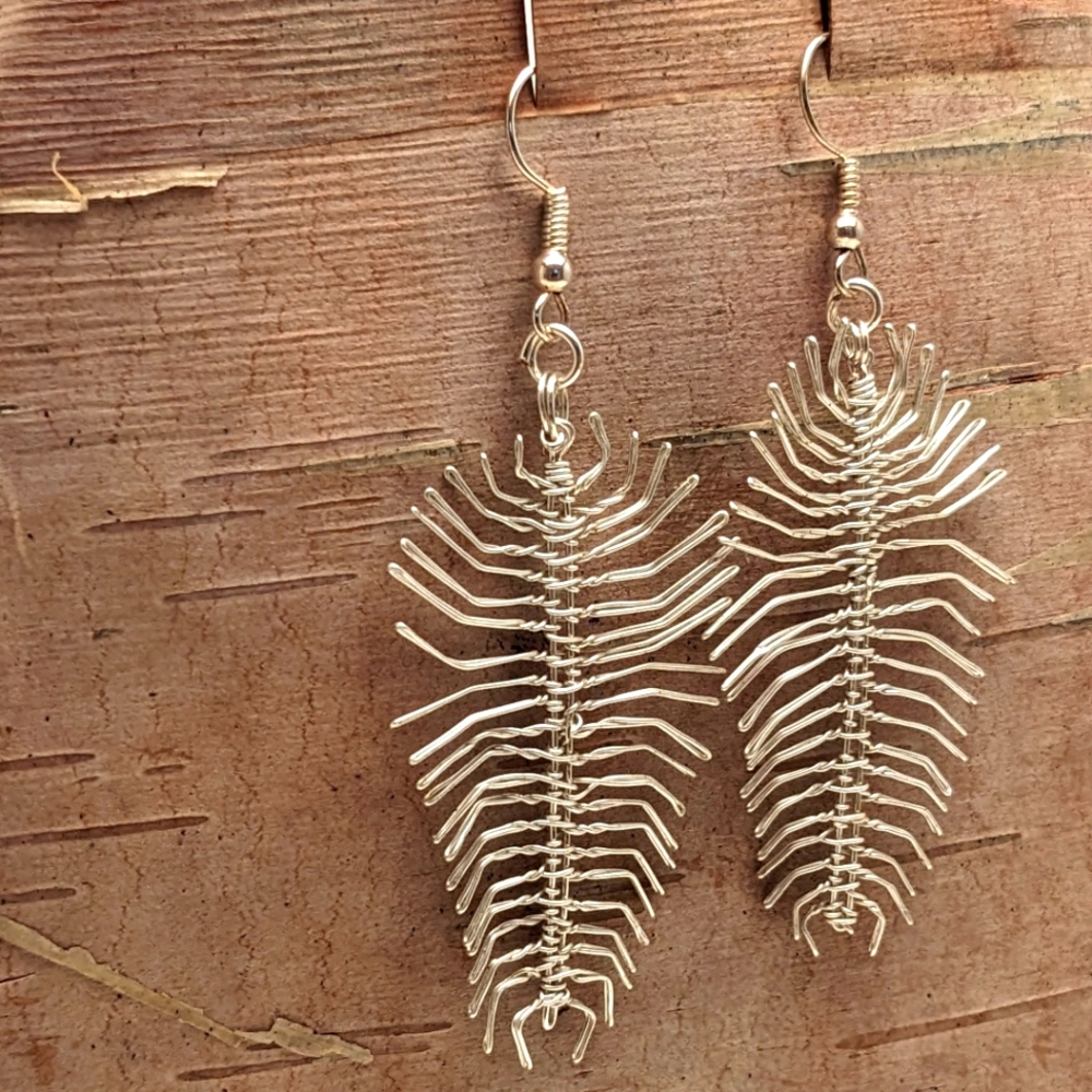 Silver wire insect earrings